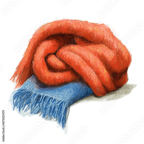 watercolor vector of Beach Towel, isolated on a white background.