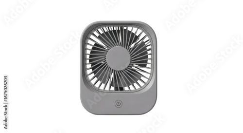 Minimalist Grey Portable Fan Isolated Centered