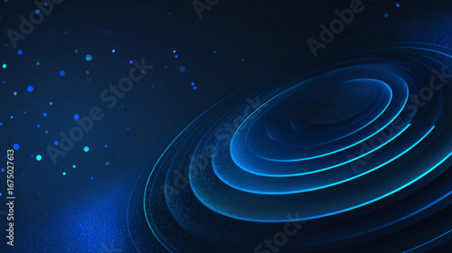 Futuristic Blue Neon Swirl with a Starry Background and a Sense of Movement