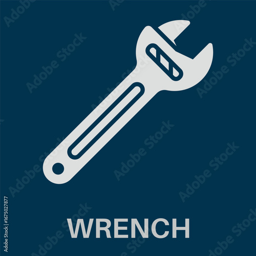 Wrench Simple White Silhouette Glyphs Style Design Icon