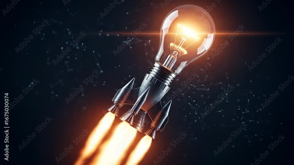 custom made wallpaper toronto digitalRocket Launch with Rocket Ship and Light Bulb
