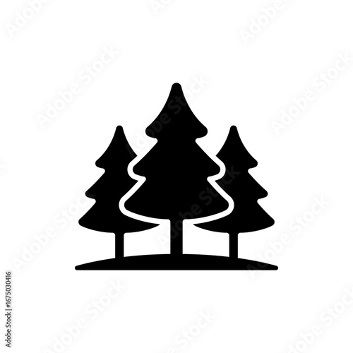 Growing trees icon. Simple solid style. Wild forests, park cultivation, nature area protection, landscape, garden, reforestation concept. Silhouette, glyph symbol. Vector isolated design