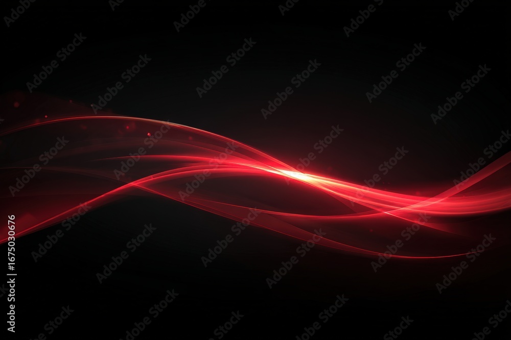 Fototapeta premium Abstract Glowing Red Waves On Black Background