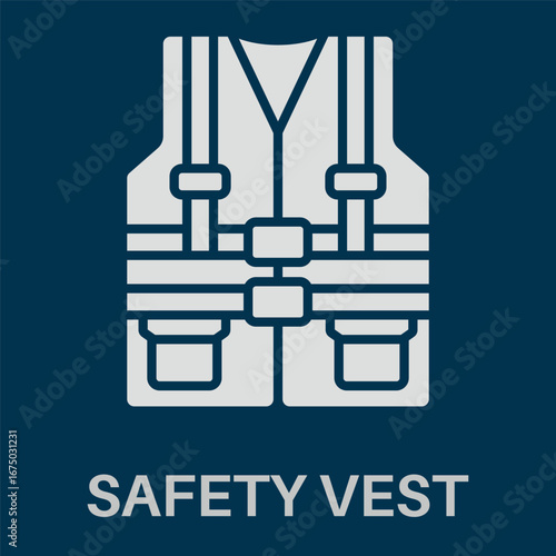 Safety Vest Simple White Silhouette Glyphs Style Design Icon