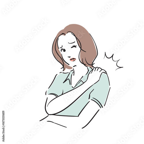 体調不良の若い女性　肩こり
