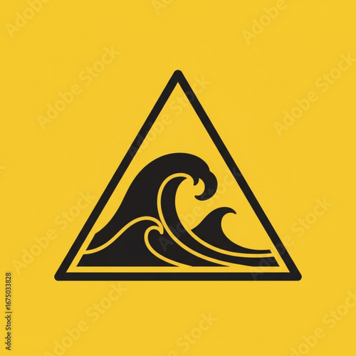 Warning Sign of a Rough Sea and Tidal Wave Danger, Representing a Maritime Hazard