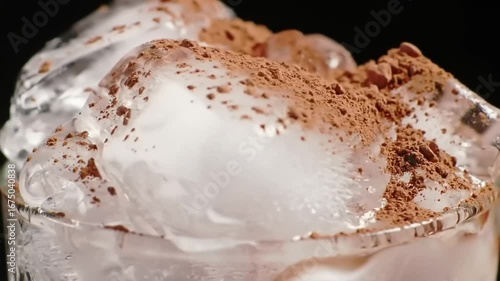 Ice cubes with cocoa powder