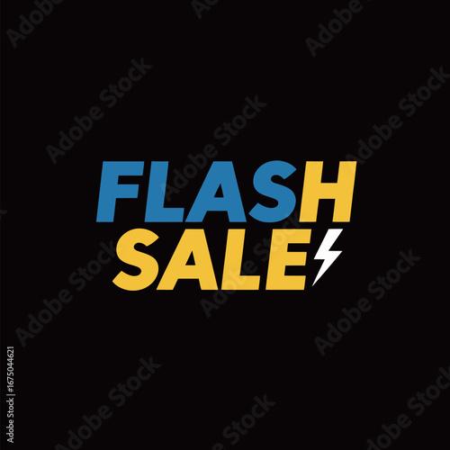 A bold graphic featuring the phrase Flash Sale in vibrant blue and yellow colors, designed to attract attention to limited time promotions and special offers.