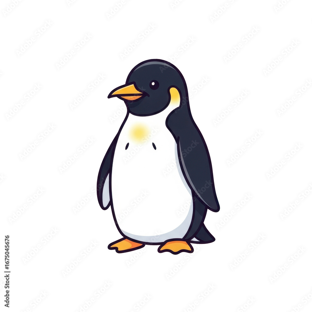 Obraz premium Cute Cartoon Penguin Character Standing Playfully on a Transparent Background
