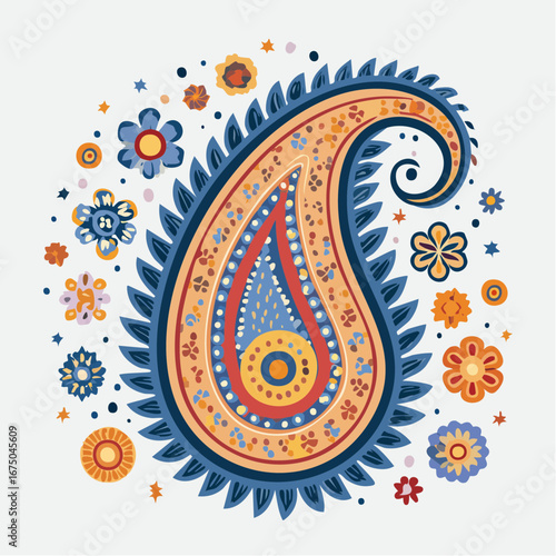 Detailed Colorful Paisley Pattern Design