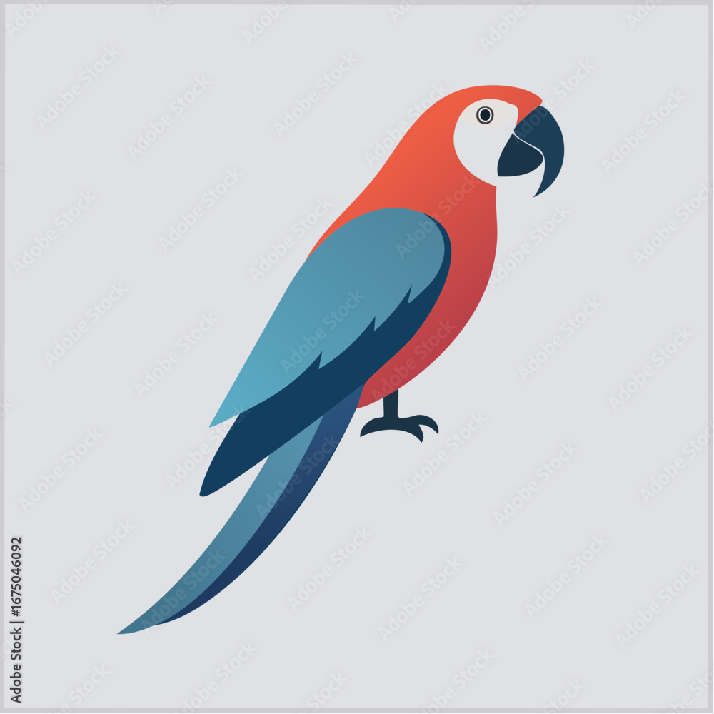 Fototapeta premium Colorful Red And Blue Parrot Illustration