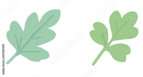 Simple green leaf illustrations for nature designs.