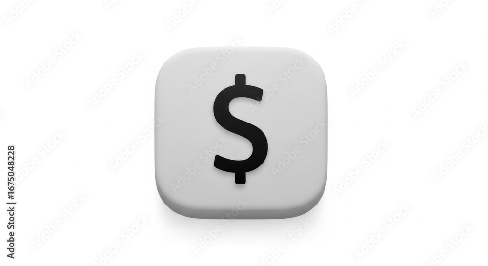 3d Render Dollar Sign On Grey Button 3d Render Dollar Sign On Grey Button