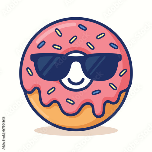Cool Donut with Sunglasses Vector Illustration
