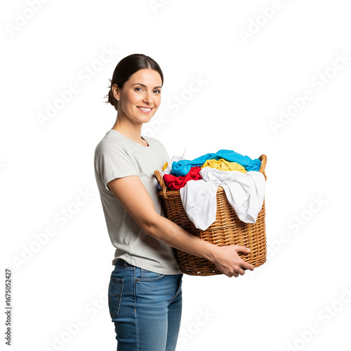 young woman with a basket of flowers