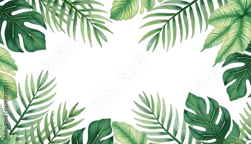 Exotic Tropical Rainforest Leaves Watercolor Seamless Pattern Vector Design