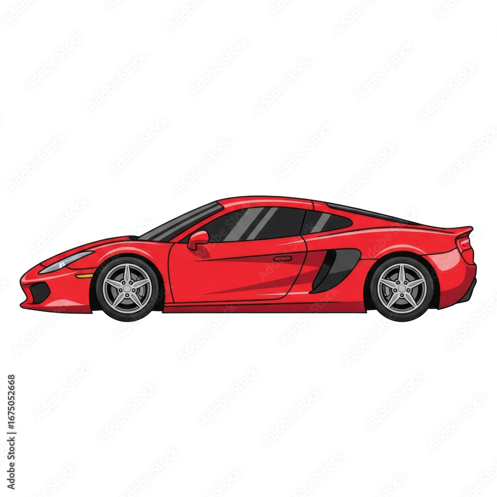 Obraz premium Sleek Red Sports Car Profile View on Transparent Background