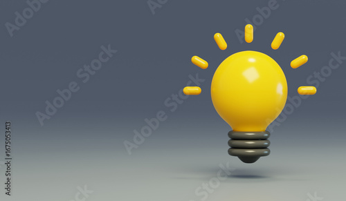 Yellow bright light bulb lights hope 3D