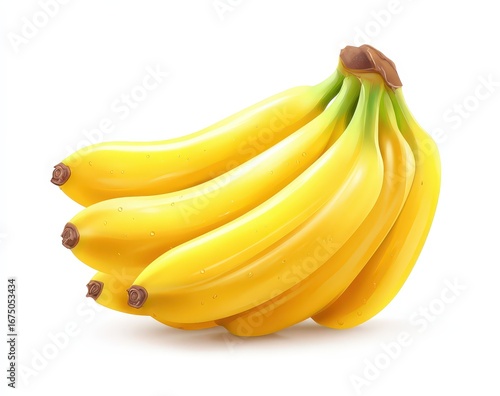Bunch Of Yellow Bananas On White Background