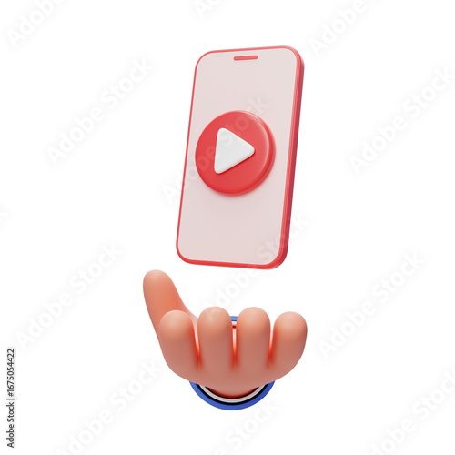 3D mobile phone model video play button