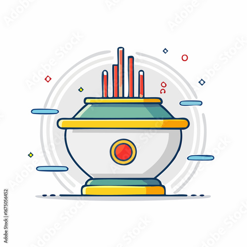 Colorful Decorative Incense Burner Illustration