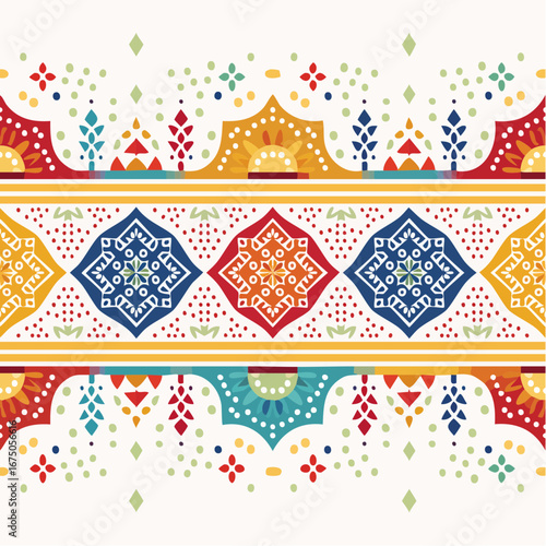 Vibrant Colorful Geometric Border Pattern Design