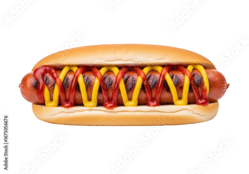 Delicious Hotdog with Ketchup and Mustard on a Soft Bun