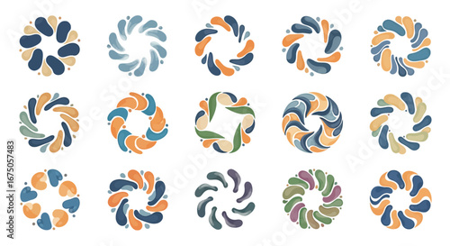 Collection of Colorful Abstract Circular Designs with Rounded Shapes