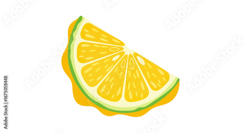 Vibrant Cartoon Lemon Slice with Detailed Texture