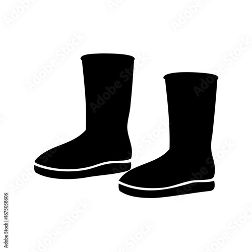 Black winter boots with white soles, a timeless footwear choice for cold weather