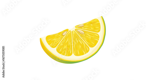 Vibrant Yellow Lemon Slice with Visible Seeds and Pulp