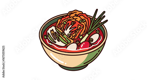 Delicious Korean Kimchi Soup with Radish and Scallions