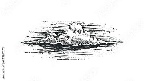 Hand Drawn Cumulus Cloud with Abstract Strokes. Vector hand drawn illustration