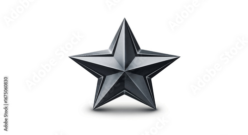 Gleaming Metallic Five-Pointed Star with Sharp Edges