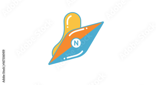 Stylized Compass Icon with North Indicator and Abstract Design
