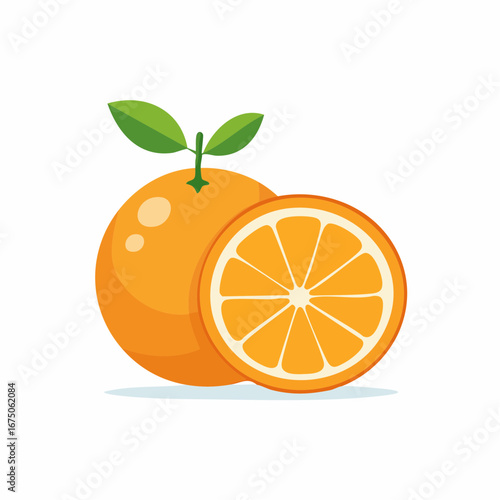 close up ripe orange fruits half isolated,art vector
