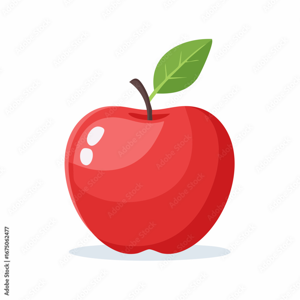 Fototapeta premium organic red apple isolated white background taste apple with leaf full depth field with c,vector illustration