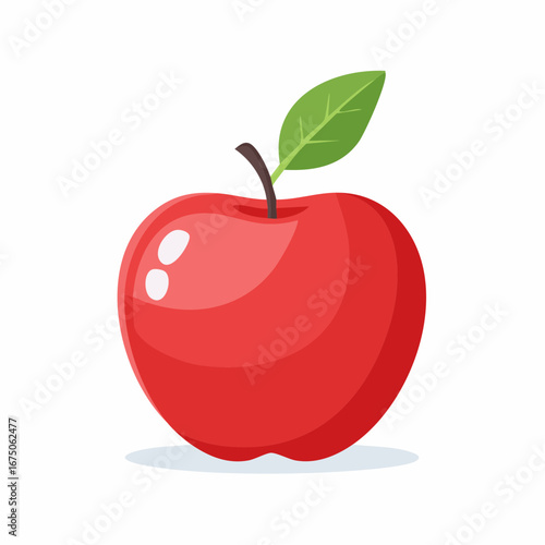 organic red apple isolated white background taste apple with leaf full depth field with c,vector illustration