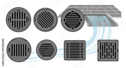 Diverse collection of grate designs for efficient water drainage and surface management applications