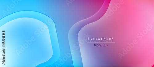 Abstract fluid shapes blend blue, purple, pink hues. Gradient background creates modern design element. Smooth curves suggest movement, depth.