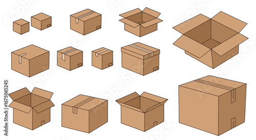 Diverse assortment of cardboard boxes ready for shipping and storage solutions