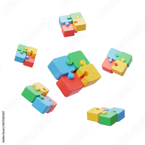 Toy Puzzle Intelligence Team Collaboration Model 3D