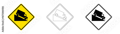 Steep Descent Ahead Traffic Sign in Vector Format