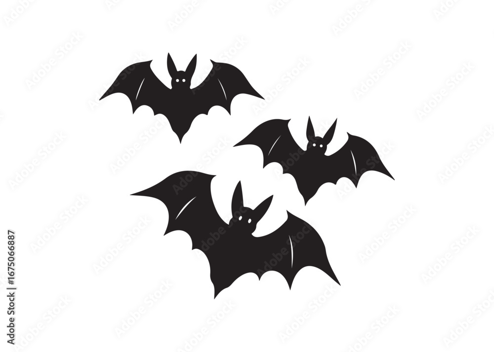 Naklejka premium Scary Flying Bats Outline Silhouette for Halloween Night Vector Art.