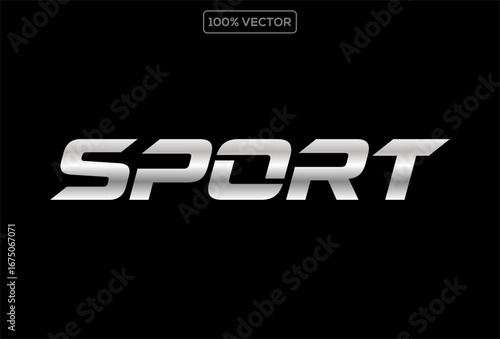 Sport font with chrome texture. Trendy letters design for sport, automotive, car moto speed race and other
