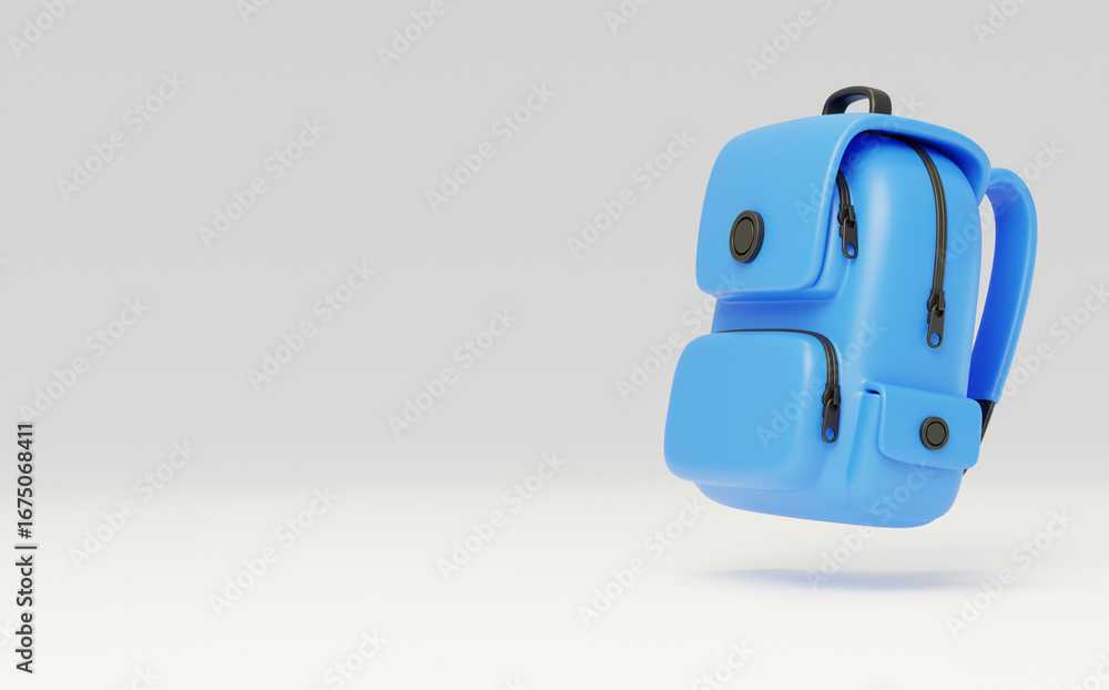 Naklejka premium Student schoolbag backpack essential 3D for school