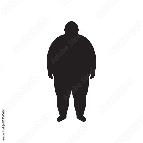 Fat man silhouette vector flat illustration design on white background