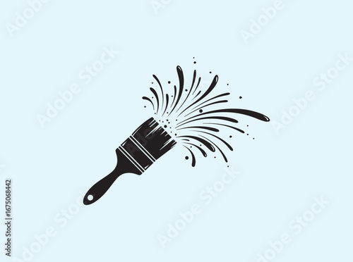 Art supply inspired paintbrush silhouette vector illustration
