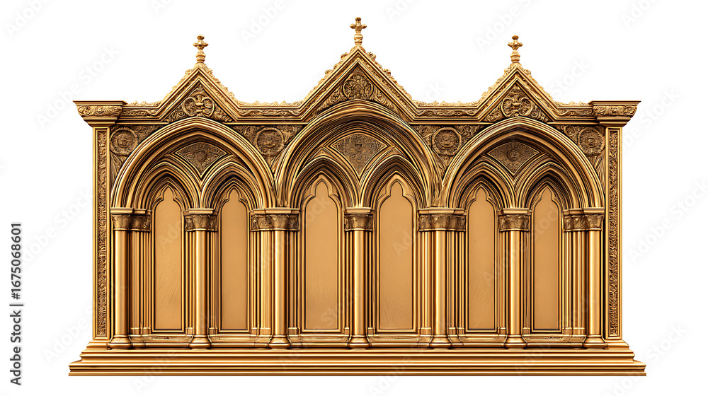Obraz premium Gothic Style Ornate Wooden Structure: Luxurious Aesthetics and Intricate Patterns of Decorative Architecture and Religious Art