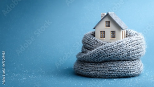 Cozy house in winter scarf